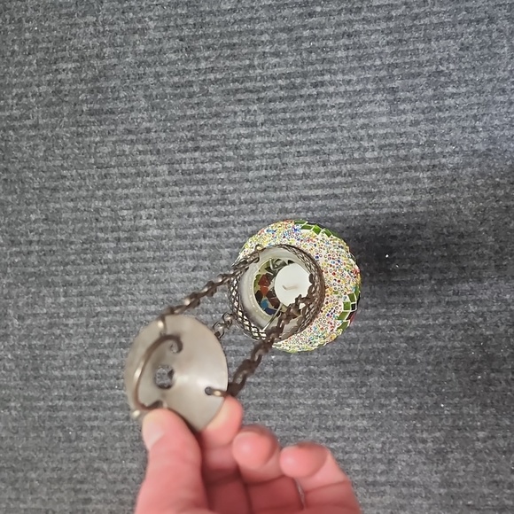 Handmade Glass & Brass Hanging Candle Holder & Glasswork Artwork - Picture 5 of 8